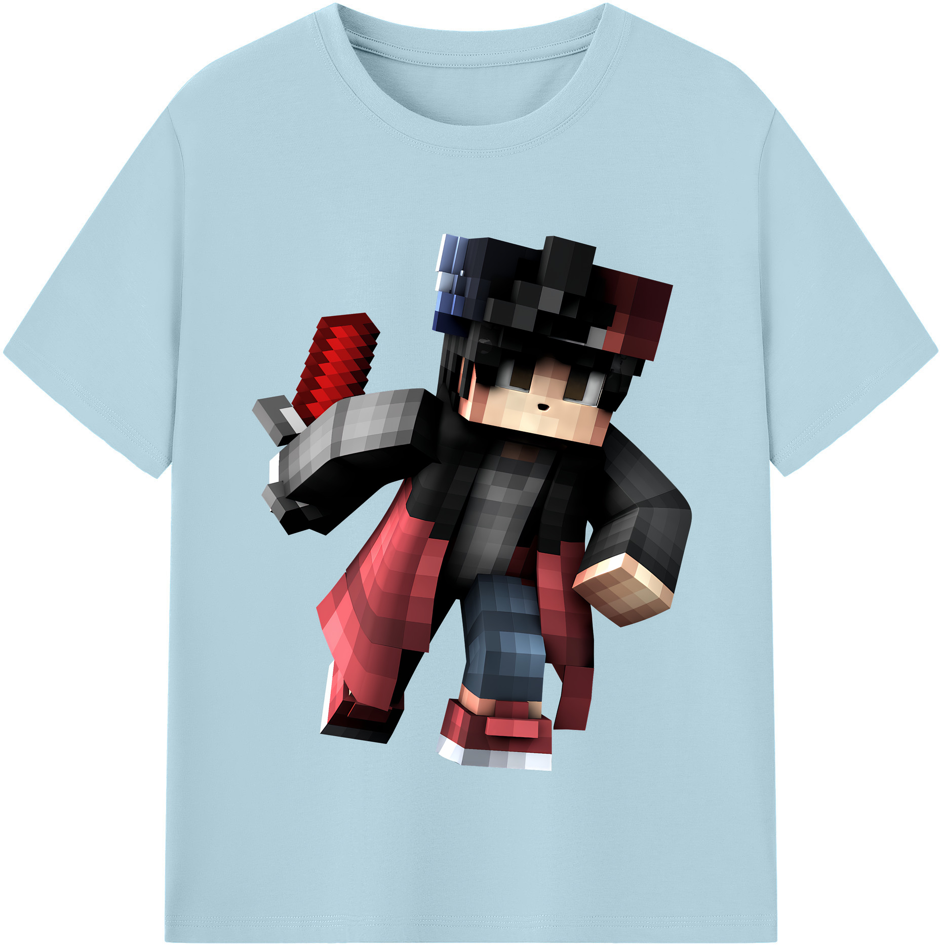 （画像用） マインクラフト ブロックの世界 Minecraft MC Block world 綿100％半袖Tシャツ（フロントプリント）